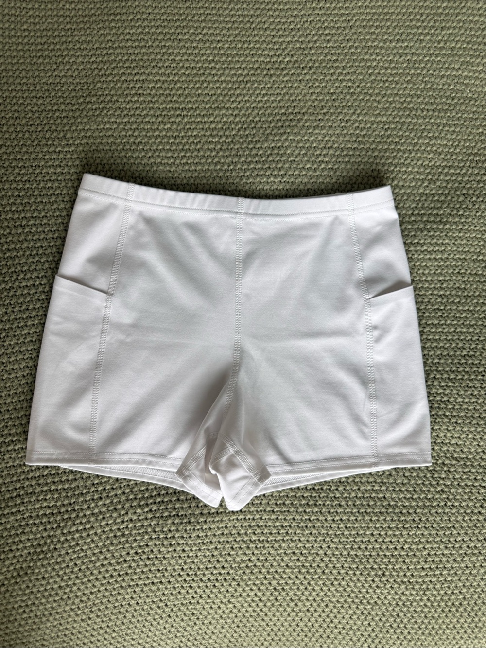 Essentials White Athletic High-Waist Workout Shorts